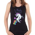 I Make Magic Fars Unicorn Gökkuşağı Piksel Sanat Kadın Kolsuz Kolsuz Atlet Tişört Small”