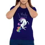 I Make Magic Fars Unicorn Gökkuşağı Piksel Sanat Kadın Tişörtü Medium