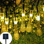 İ-Market 10 Led 2 Metre Sarı Kristal Su Damlası Güneş Enerjili Led Işık Solar Bahçe Ağaç Lamba Aydınlatması