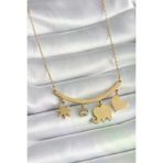İ-Market 316L Çelik Gold Renk Fil Figür Zirkon Taş Detay Kadın Kolye TJ-BKO9408