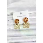 İ-Market 316L Çelik Gold Renk Leopar Desenli Plaka Model Kadın Küpe TJ-BKP11832