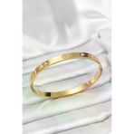 İ-Market 316L Çelik Gold Renk Zirkon Taşlı 65 mm Kadın Kelepçe Bileklik TJ-BB7911