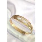 İ-Market 316L Çelik Gold Renk Zirkon Taşlı Kadın Kelepçe Bilezik TJ-BB6022