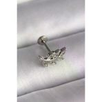 İ-Market 316L Çelik Gümüş Renk Dal Model Zirkon Taş Detaylı Tragus Piercing TJ-PR1343