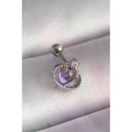 İ-Market 316L Çelik Gümüş Renk Mor Mineli Kalp Zirkon Taş Detay Tragus Piercing TJ-PR1273