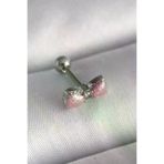 İ-Market 316L Çelik Gümüş Renk Pembe Kurdele Zirkon Taş Detay Tragus Piercing TJ-PR1295