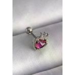 İ-Market 316L Çelik Gümüş Renk Pembe Mineli Kalp Zirkon Taş Detaylı Taç Tragus Piercing TJ-PR1263