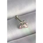 İ-Market 316L Çelik Gümüş Renk Pembe Zirkon Taşlı Kalp Tragus Piercing TJ-PR1235
