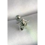 İ-Market 316L Çelik Gümüş Renk Siyah Zirkon Taş Detay Örümcek Ağ Model Tragus Piercing TJ-PR1293