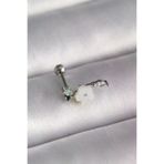 İ-Market 316L Çelik Gümüş Renk Zirkon Taş Detay Beyaz Çiçek Model Tragus Piercing TJ-PR1357