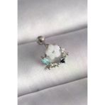 İ-Market 316L Çelik Gümüş Renk Zirkon Taş Detay Beyaz Çiçek Model Tragus Piercing TJ-PR1359