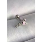 İ-Market 316L Çelik Gümüş Renk Zirkon Taş Detay Pembe Kalp İşleme Tragus Piercing TJ-PR1281