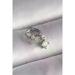 İ-Market 316L Çelik Gümüş Renk Zirkon Taşlı Çiçek Model Sallantı Detay Tragus Piercing - TJ-PR1311