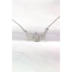 İ-Market 316L Çelik Silver Renk Zirkon Taşlı Kalpli Kanat Kolye TJ-BKO8515