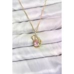 İ-Market 316L Çelik Zincir Gold Renk Pembe Kuğu Model Zirkon Taşlı Kadın Kolye TJ-BKO10867