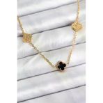 İ-Market 316L Çelik Zincir Gold Renk Siyah ve Zirkon Taşlı Baby Boy Yonca Kadın Kolye TJ-BKO10592