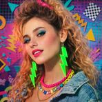 İ-Market 80 ler 90 lar Retro Neon Yeşil Şimşek Küpe 10 cm