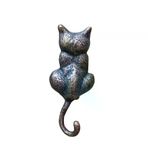 İ-Market Antika Tarz Dekoratif Pirinç Kedi Sırt Kapı Tokmağı, Taktak - 160x65mm, Oksit
