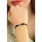 İ-Market HAPPY (Mutlu) Siyah Deri İpli Unisex Mood Bileklik TJ-BB1987