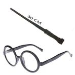 İ-Market Harry Potter Asası 30 cm ve Siyah Çerçeveli Harry Potter Gözlüğü Seti