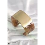 İ-Market Kahverengi Mermer Desen Akrilik Platik Gold Dikdörtgen Plaka Model Vintage Kadın Bilezik TJ-BB6686