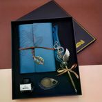İ-Market Kaligrafi Kalem Ve Vintage Tasarım Deri Defter Mavi