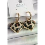 İ-Market Pirinç Gold Renk 3D Kalp Leopar Model Kadın Küpe TJ-BKP9876