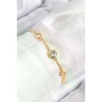 İ-Market Pirinç Zirkon Taşlı Daire Model Gold Renk Asansörlü Kadın Bileklik TJ-BB7733