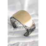 İ-Market Siyah Mermer Desen Akrilik Plastik Gold Oval Plaka Model Vintage Kadın Bilezik TJ-BB6683