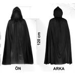 İ-Market Siyah Uzun Pelerin 120 cm Kapüşonlu – Cosplay ve Parti Kostümü