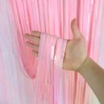 İ-Market Soft Pembe Püsküllü Kapı Perdesi - Parti, Baby Shower, Cinsiyet Partisi 1x2 m