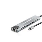 İ-Market Type-C Hub Hdmi 4K Usb 3.0 Lan Kart Okuyucu 8 Port - Gri HDX7841