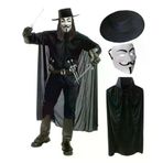 İ-Market V For Vendetta Maskesi Şapkası ve Pelerin Kostüm Seti Yetişkin Boy