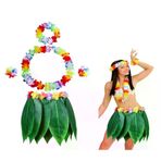 İ-Market Yetişkin Hawaii Kostüm Seti - Yaprak Etek &amp; Hawaii Set - 5 Parça