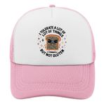 I Tolerate A Lot of Things But Not Gluten Trucker Hat Erkekler Komik Örgü Kamyoncu Şapkaları Yaz için, Pembe, Tek Beden