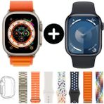 I50 Suit Max Watch 8 Ultra 2 ve Watch 9 Iki Adet Saat 7 Kordon ve 2 Koruyuculu Akıllı Saat - Çok Renkli