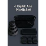 İ&A HOME 6 Kişilik Aile Piknik Seti – Saklama Kabı Seti + Büyük Piknik Sepeti (12 Parça)
