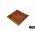 iAhşap Doğal Kenarlı Sedir Kütük Masa Tablası | Kare Ahşap Yemek Ofis Masası Üstü No9 - Kestane - 80x80 cm - Kalınlık: 5 cm