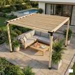 Iahşap Dört Direkli Ahşap Üst Izgaralı Bahçe Pergola - 2.4x2.4 Metre