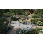 İahşap Pergola Braket Seti 6 Ana Direkli Üstü Izgaralı Eğimli Pergola Braket Set | Ebat-3 X 4.8 Metre (Yükseklik 250 Cm)