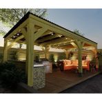 Iahşap Veranda Ahşap Pergole Trapezli Gölgelik Çardak Kamelya P15 - 3x3 Metre - Yükseklik 2,4 Metre