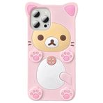 IAIYOXI iPhone 16 için 3D Sevimli Karikatür Ayı Telefon Kılıfı - Şık ve Şık - Komik Pembe Ayı Tasarımı - Yumuşak TPU Koruyucu Kılıf - Kadınlar, Kızlar ve Çocuklar için Kawaii Silikon Kapak