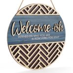 IARTTOP Ön Kapı Duvar Dekoru için 3D Hoş Geldiniz Asılı İşaret Plakası, Komik Hoş Geldiniz Ahşap Askı (30,5 x 40,5 cm), Rustik Minimalist Dış Mekan Ahşap Duvar Sanatı Çiftlik Evi Sundurma veya Giriş Yolu Ev Dekoru için