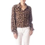 iB-iP Kadin Leopar Desenli Opak Dügmeli Uzun Kollu Gömlek, Storlek: XL, Leopar