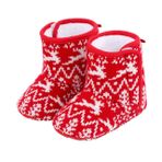 ibasenice 1 Çift Noel Sıcak Çizmeler Taban Ayakkabı Yenidoğan Beşik Noel Çizme Terlik Elk Terlik Patik Bebek Çorap Beşik Ayakkabı Sıcak Bebek Ayakkabısı Yarım Çizmeler Bebek Pamuk Sıcak