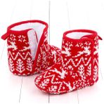 ibasenice 1 Çift Noel Sıcak Çizmeler Yenidoğan Çizmeler Beşik Için Bebek Yenidoğan Bebek Yürümeye Başlayan Terlik Çorap Noel Çizme Terlik Polar Patik Pamuk Kız Çocuk Ayakkabıları Yeni Doğan