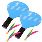 ibasenice 1 Takım Çocuk Badminton Raket Seti Ahşap Raket Kürek Oyunu Seti Arka Bahçe Ve Plaj Yard Oyunları Için Raketle Ve Taşıma Çantası İçerir