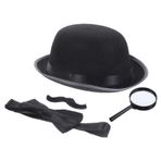 ibasenice 1 Takım Dedektif Modern Çağ Takım Elbise Büyücü Kostüm Cosplay Parti Giyinmek Sahne Aksesuarları Cadılar Bayramı Papyon Cadılar Bayramı Casus Kostümü Modern Zamanlar Giysi Kumaş