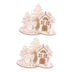 ibasenice 2 Adet Noel Ahşap Bulmaca Küçük Çocuklar Için Noel Yapbozları Noel Diy Bulmaca Evi Kendinden Montajlı Ahşap Inşaat Kitleri Masaüstü Dekoru Yemek Masası Aksesuarlar Bambu 3 Boyutlu