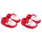 ibasenice 2 Çift Noel Bebek Ayakkabıları Kat Ayakkabı Kış Ayakkabı Bebek Santa Cosplay Yenidoğan Çorap Çizmeler Noel Bebek Patik Kırmızı Yürümeye Başlayan Dropshipping Pamuklu Ayakkabılar